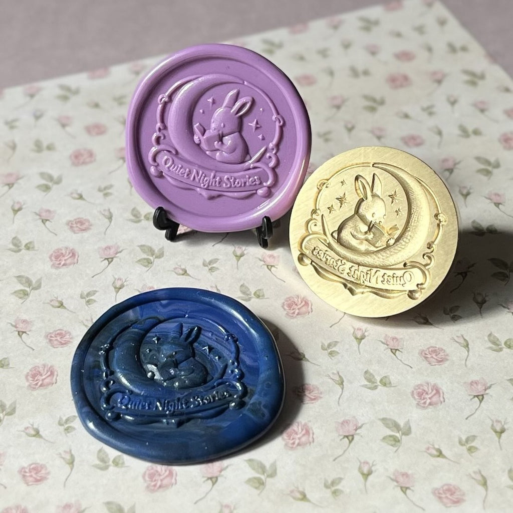 HOMU シーリングスタンプ 3Dシーリングスタンプヘッド｜QUIET NIGHT STORIES READING BUNNY（30mm） 押印例