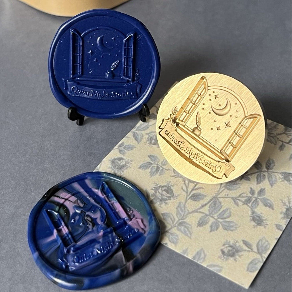 HOMU シーリングスタンプ 3Dシーリングスタンプヘッド｜QUIET NIGHT STORIES STARLIT WINDOW（30mm） 押印例