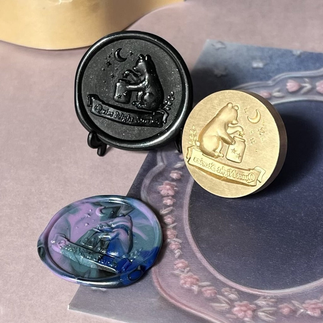 HOMU シーリングスタンプ 3Dシーリングスタンプヘッド｜QUIET NIGHT STORIES STAR JAR BEAR（25mm） 押印例