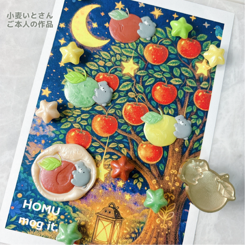 【予約販売】HOMU × mog it.｜りんごにしがみつくこぐま