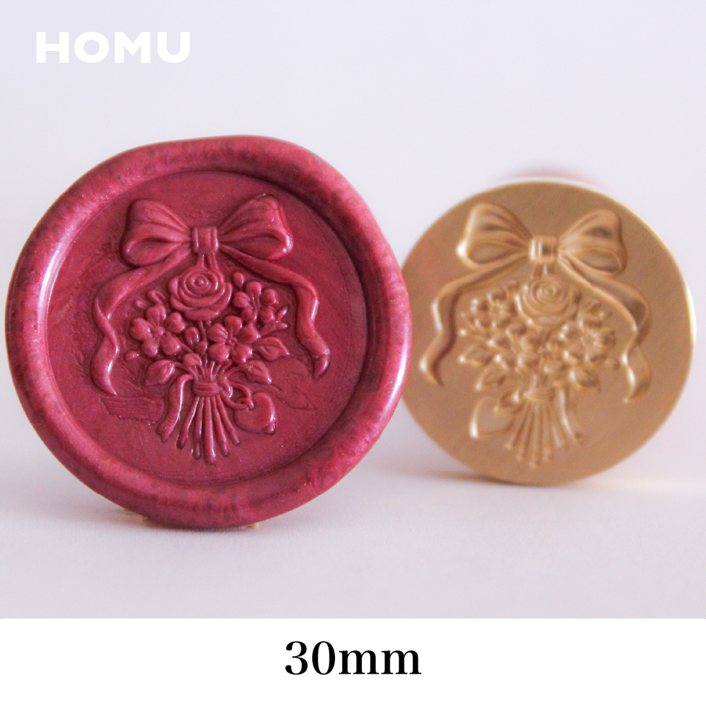 HOMU シーリングスタンプ 3Dスタンプヘッド｜花束とリボン 30mm 使用例