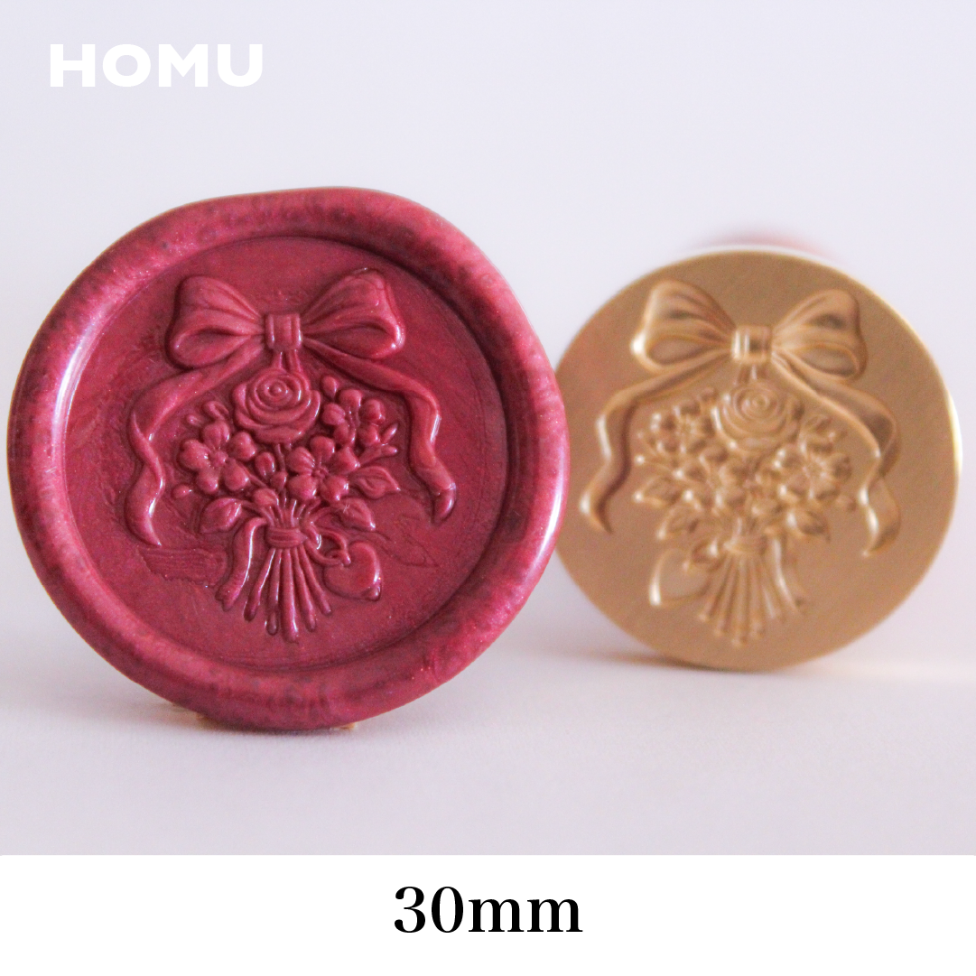 HOMU シーリングスタンプ 3Dスタンプヘッド｜花束とリボン 30mm 使用例