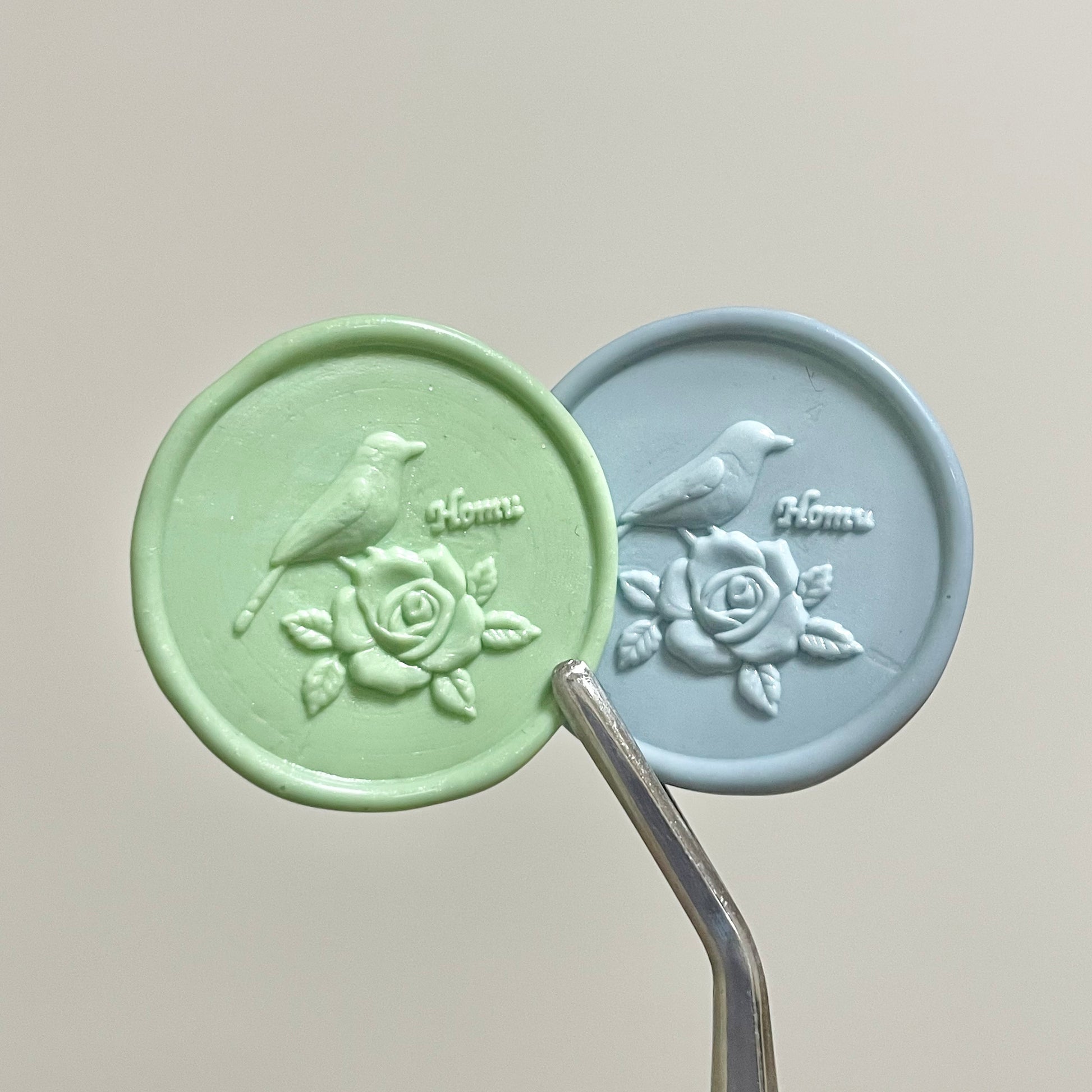 3Dスタンプヘッド｜小鳥と薔薇