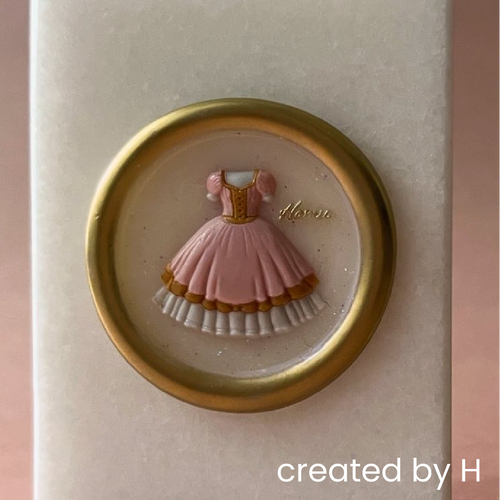 HOMU シーリングスタンプ 3Dスタンプヘッド｜プリンセスドレス 25mm 使用例